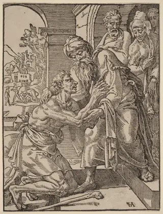 The Return of the Prodigal Son, by Dirck Volckertz Coornhert, ink, 1548