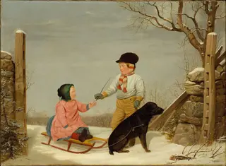 The Sleigh Ride, by James Goodwyn Clonney, oil, 1845