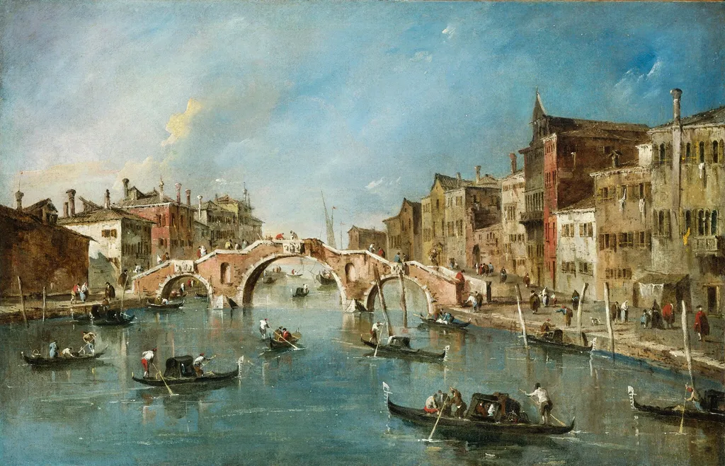 View on the Cannaregio Canal, Venice, by Francesco Guardi, oil, 1778