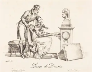 Leçon de Dessin (Drawing Lesson), by Johann Anton André, ink, 1808