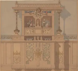 Design for Breakfront, by Karel Vitezslav Masek, gouache, 1900