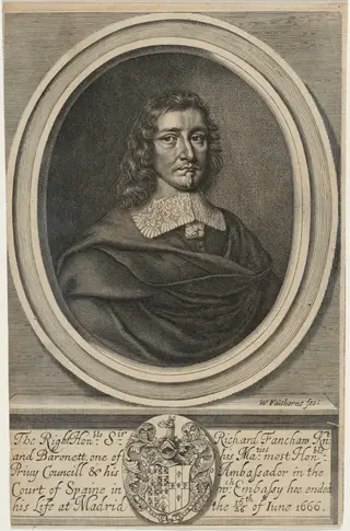 Sir Richard Fanshaw, Bart., by William Faithorne, ink, 1654