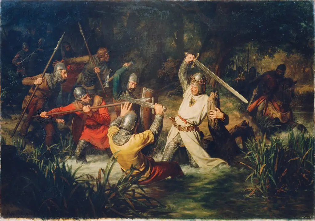 Rudolf von Habsburg in Lebensgefahr, by Leopold Loeffler, oil, 1872