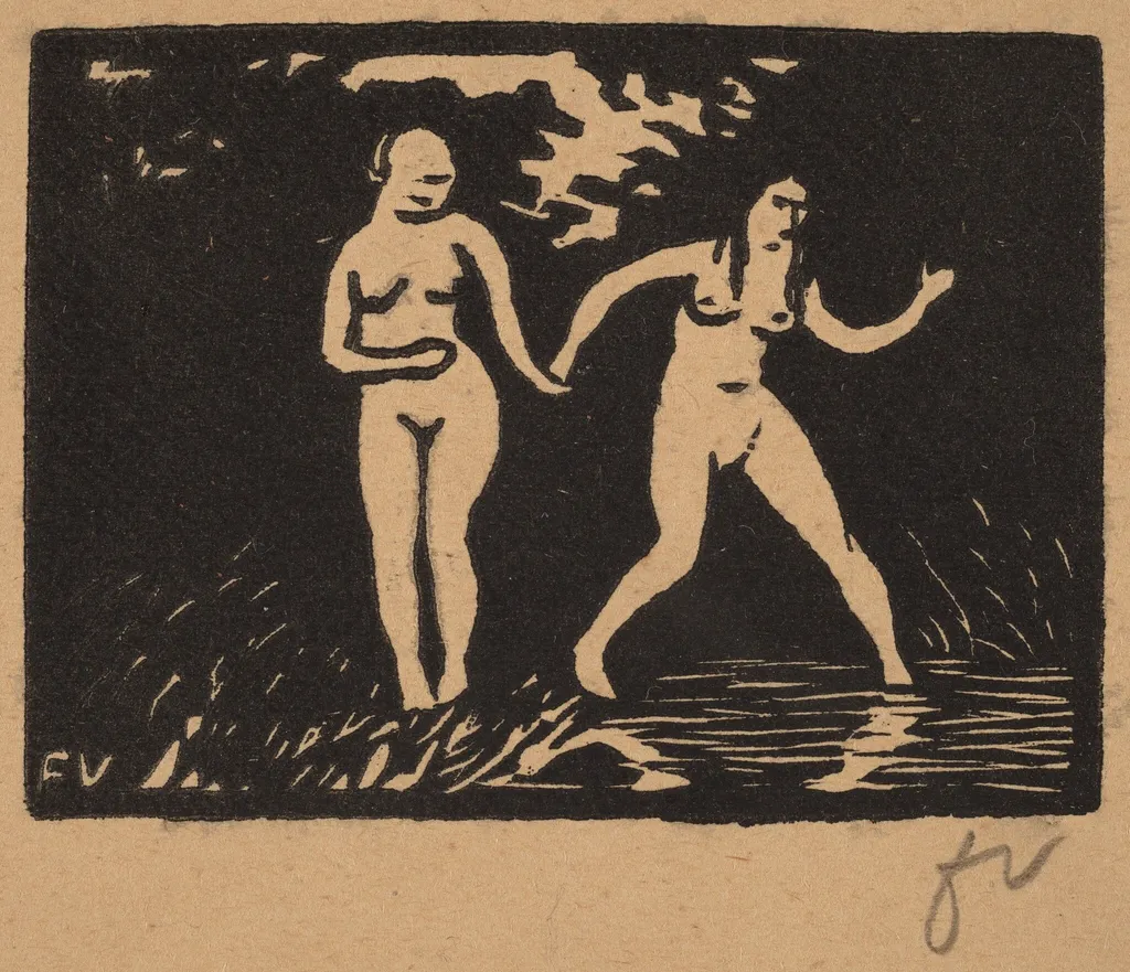 Entering the Water (L'entrée dans l'eau), by Félix Vallotton, ink, 1893