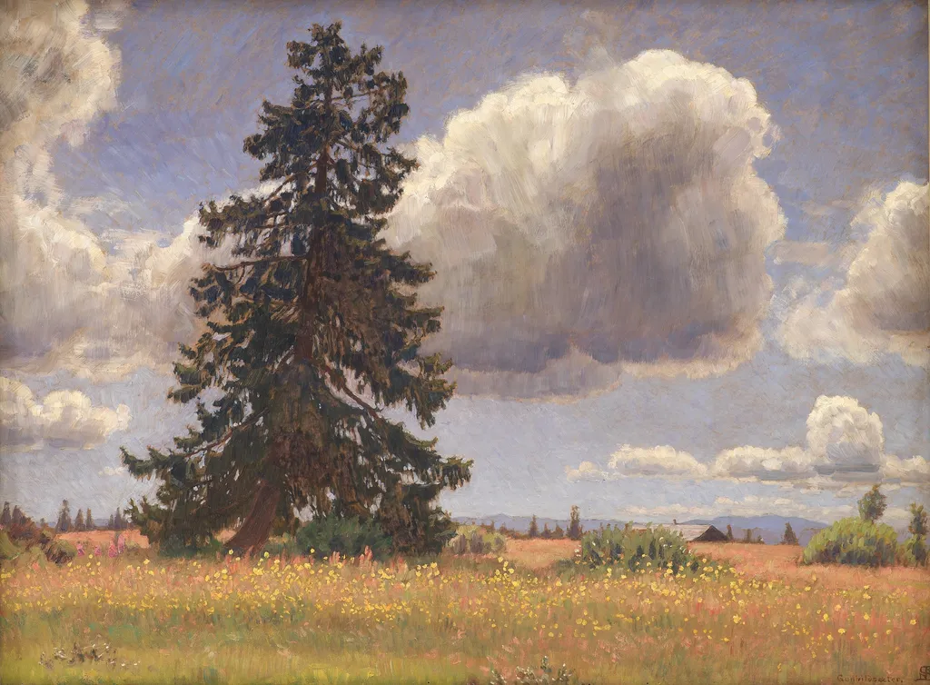 Spruce Tree in a Summer Pasture. Norway, by Niels Skovgaard, unspecified, 1914