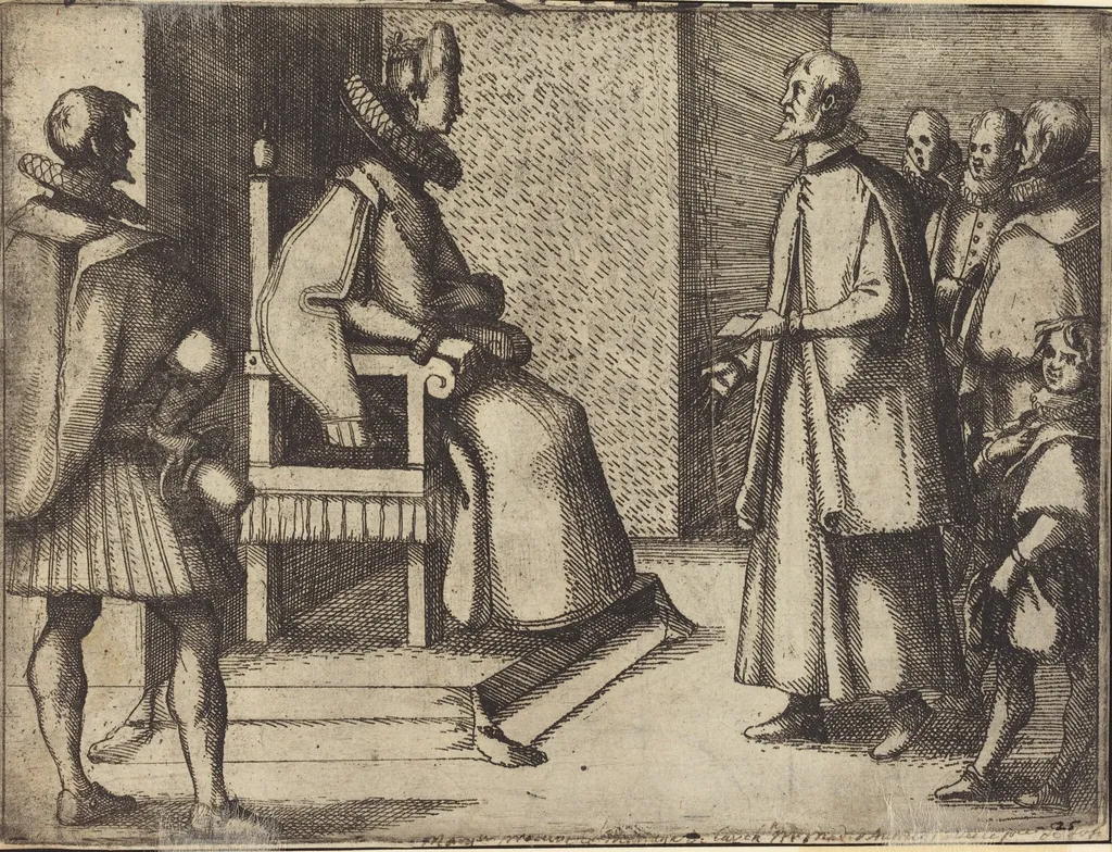 The Envoy of Tuscany thanking the Queen [verso], by Jacques Callot, ink, 1612