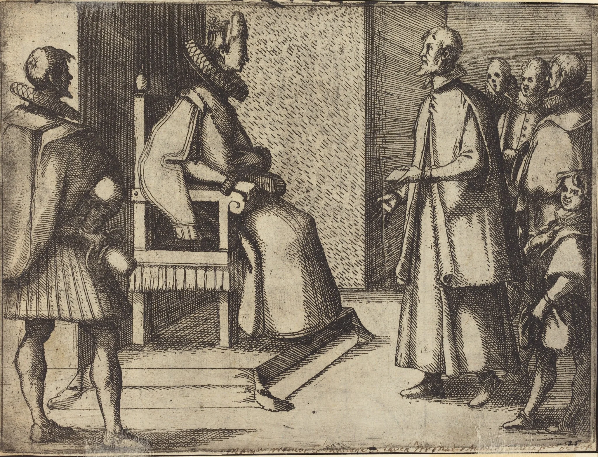 The Envoy of Tuscany thanking the Queen [verso], detail
