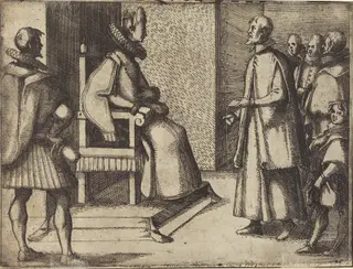 The Envoy of Tuscany thanking the Queen [verso], by Jacques Callot, ink, 1612