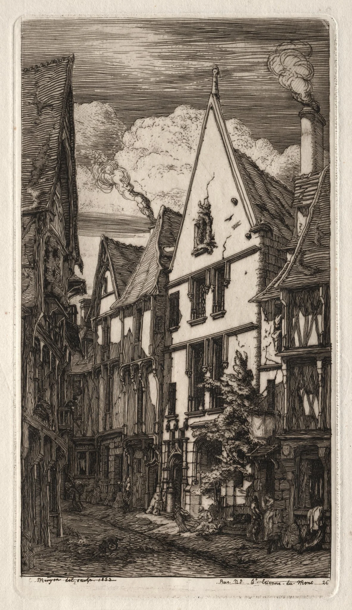 Etchings of Paris: à Bourges, detail