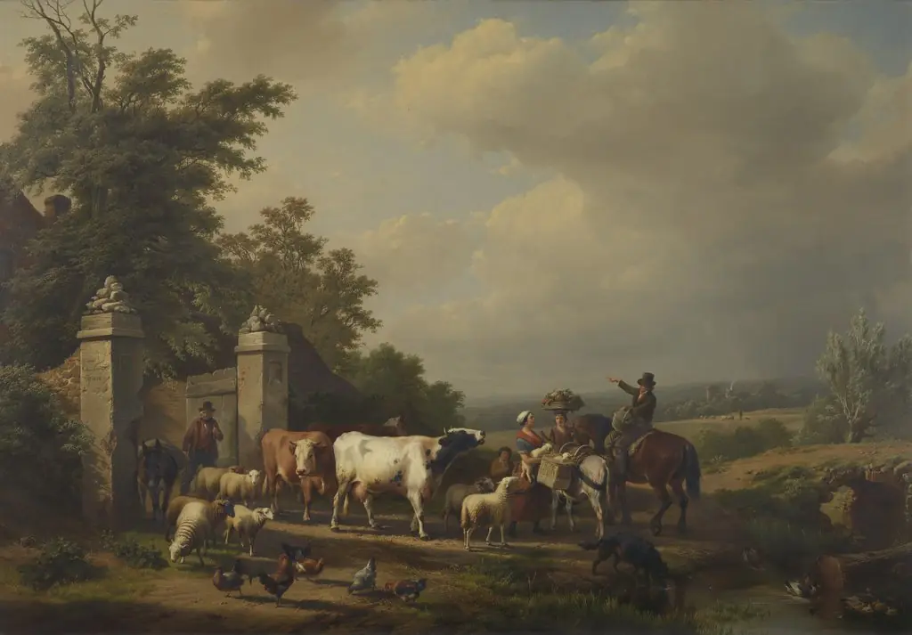 Leaving for the Market, by Eugène Verboeckhoven, oil, 1854