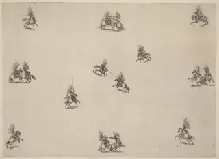 Fighting Cavaliers, by Stefano Della Bella, ink, 1652
