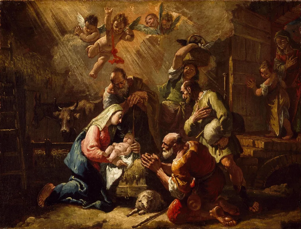 The Adoration of the Shepherds, by Francesco Fontebasso, oil, 1748
