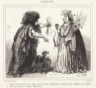 Jupiter sommant Mr. Charles Dupin, by Amédée Charles Henri Cham, ink, 1858