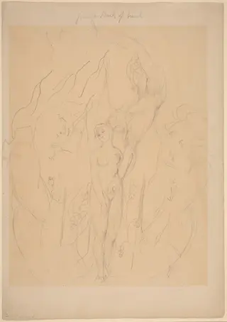 An Angel Teaching a Daughter of Men the Secrets of Sin, by William Blake, graphite, 1826