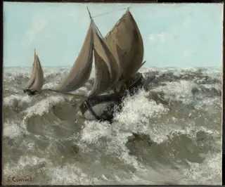 The Sailboat (Seascape), by Gustave Courbet, oil, 1869