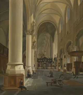 Interior of St. Paul's Church in Antwerp, by Joseph-Chrétien Nicolié, oil, 1825