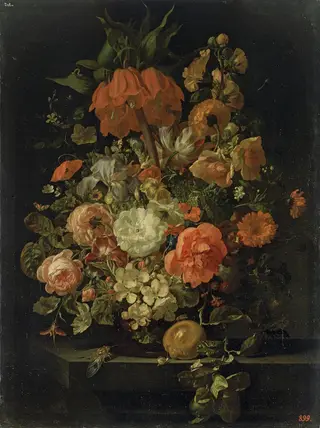Flowers, by Rachel Ruysch, oil, 1730