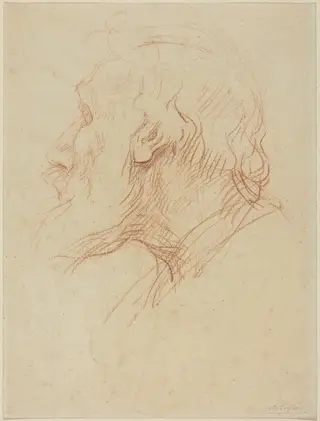Study of a Beggar, by Alphonse Legros, chalk, 1874