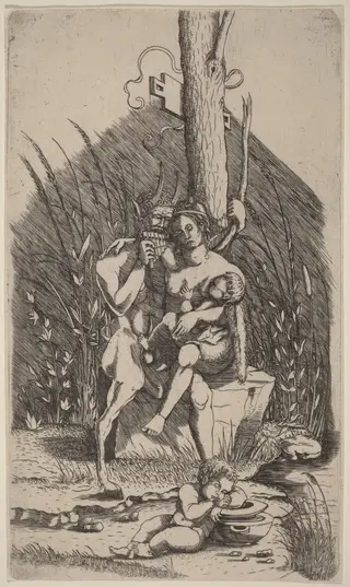 Satyr's Family, by Master of 1515, ink, 1512