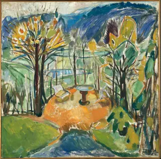 The Arbour in Late Autumn, by Edvard Munch, oil, 1926
