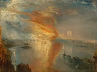 The Burning of the Houses of Lords and Commons, 16 October 1834, by Joseph Mallord William Turner, oil, 1835