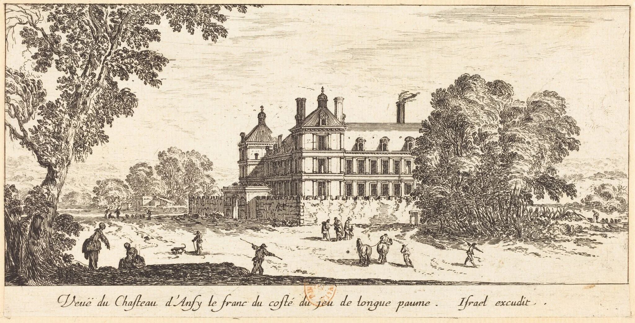 Veue du Chasteau d'Ansy le franc du coste du jeu de longue paume, detail