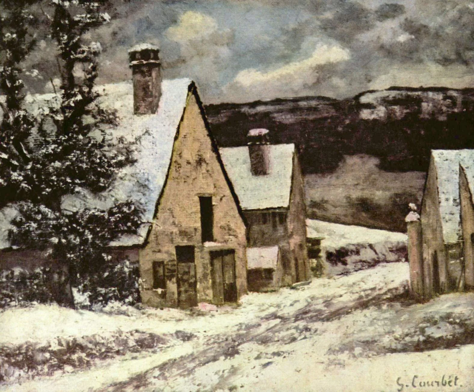 Village Street in Winter, detail