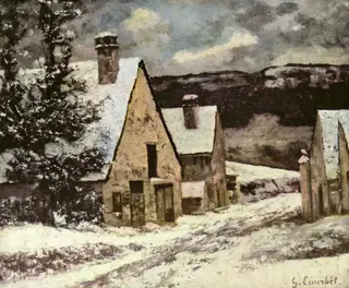 Village Street in Winter, by Gustave Courbet, oil, 1868
