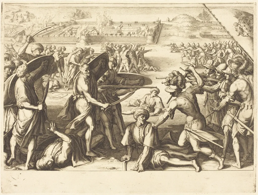 Assault on the Outer Forts of Bone, by Jacques Callot, ink, 1614