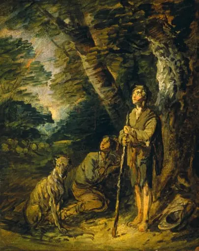 Shepherd Boys and Dog Sheltering from a Storm, by Thomas Barker, oil, 1790