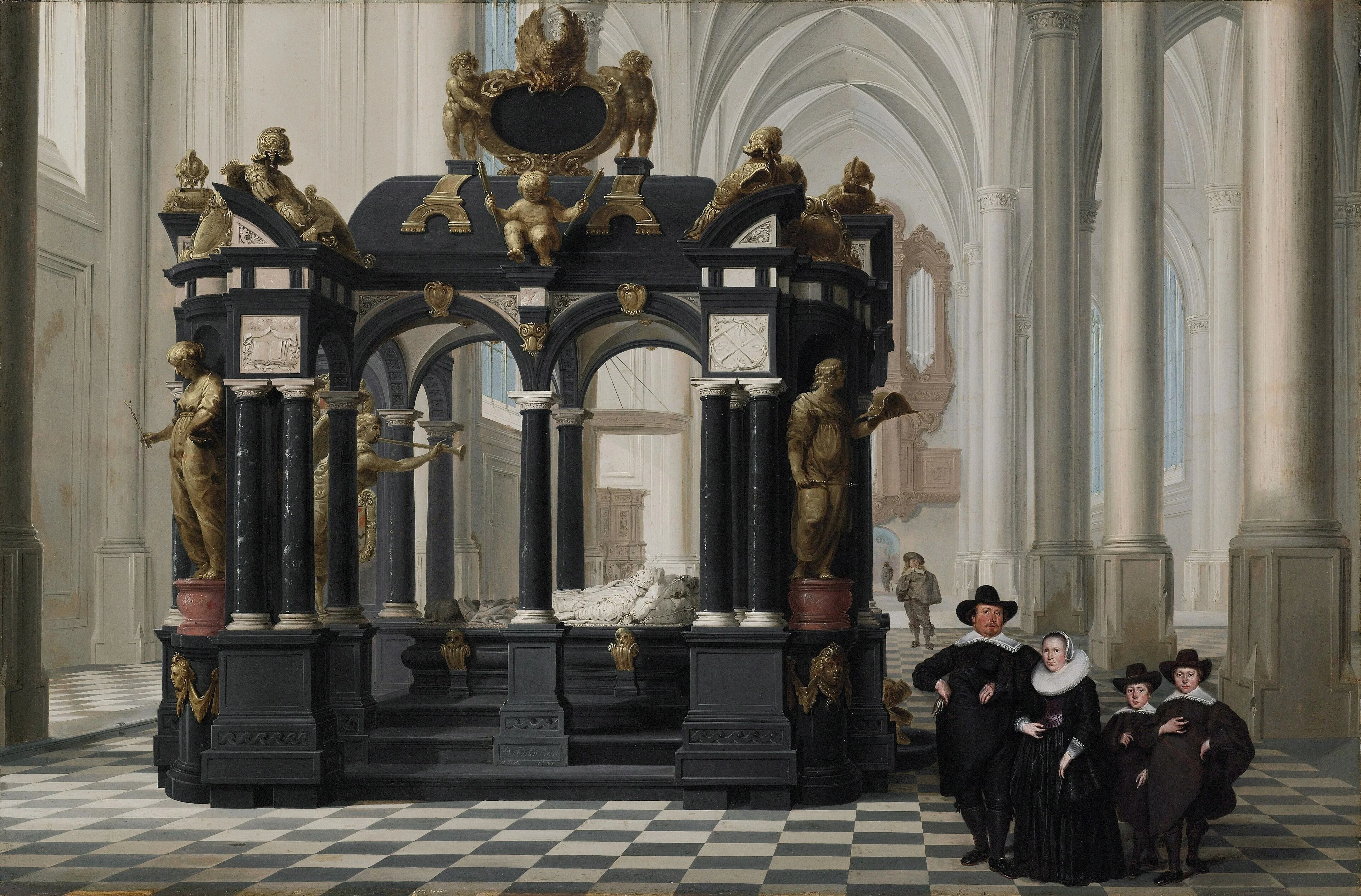 A Family beside the Tomb of Prince William I in the Nieuwe Kerk, Delft, detail