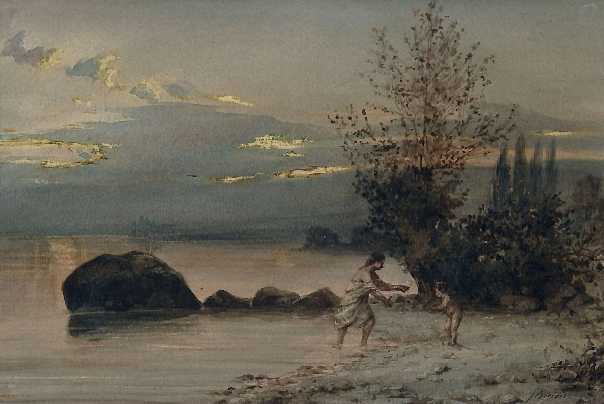 Lake scene, detail