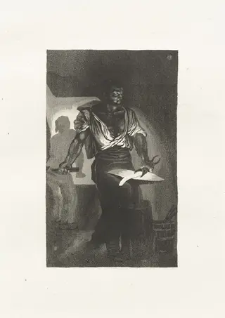 A Blacksmith (Un Forgeron), by Eugène Delacroix, ink, 1833