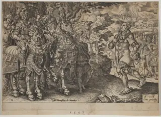The Surrender of John Frederick, Elector of Saxony, After the Battle of Mühlberg, by Dirck Volckertz Coornhert, ink, 1547