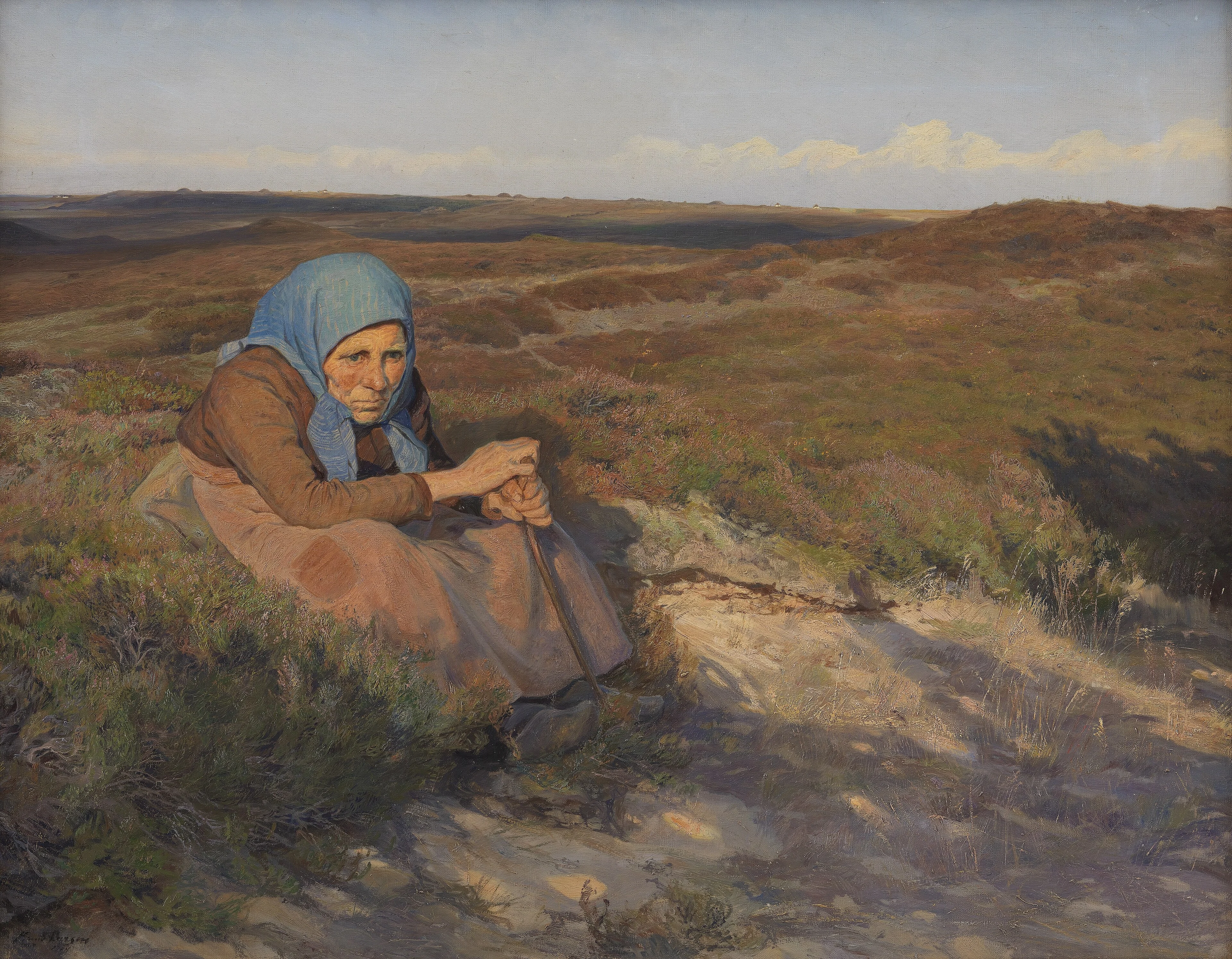 En gammel kone "Bette Dorte" på heden, detail