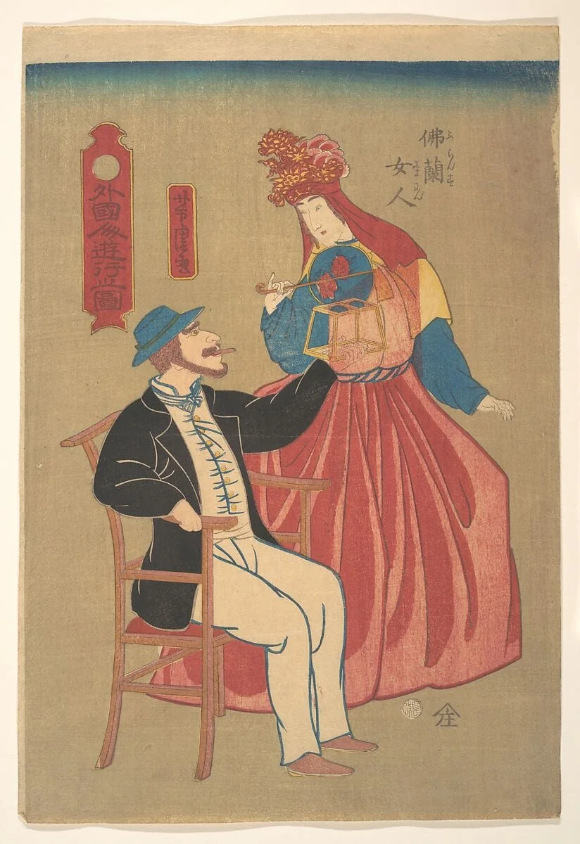 Furansu nyōjin|French Housewife and Her Husband, detail