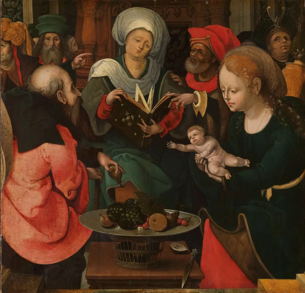 The Holy Kinship, by Master of the Lille Adoration, oil, 1525