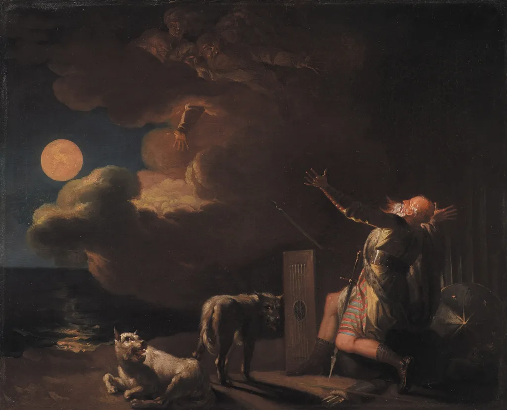 Fingal Sees the Ghosts of his Forefathers by Moonlight, by Nicolai Abildgaard, oil, 1792