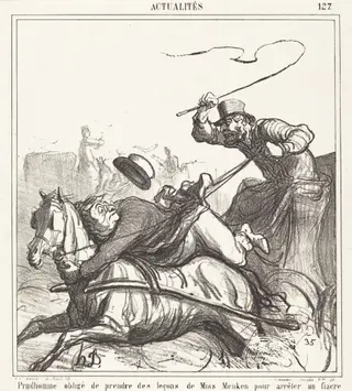 Prudhomme obligé de prendre des leçons..., by Honoré Daumier, ink, 1867