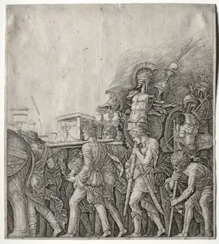The Triumphs of Caesar: The Corselet Bearers, by Giulio Campagnola, 1498