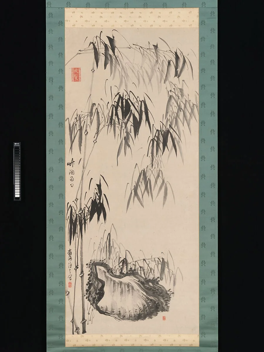 祇園南海筆 「竹窗雨日」図|Window onto Bamboo on a Rainy Day, detail