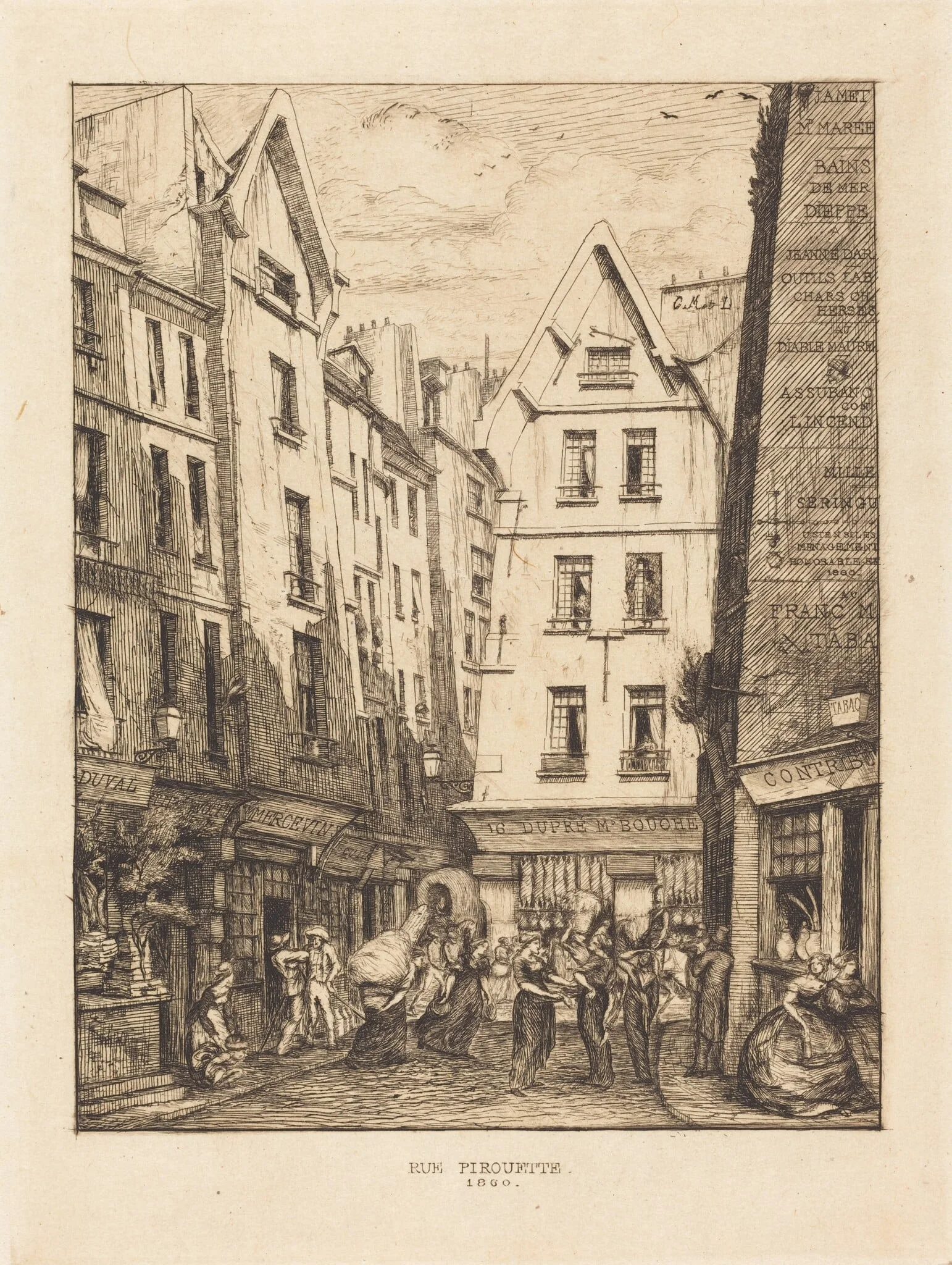 La Rue Pirouette aux halles, Paris (Pirouette Street, Near the Markets, Paris), detail