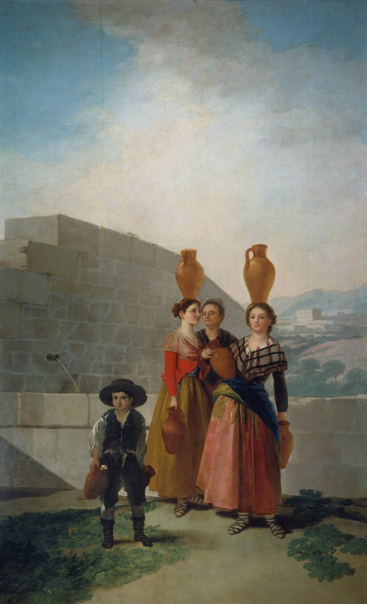 Women carrying pitchers, detail