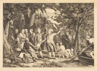 Mirabeau arrive aux Champs-Élisées, by Louis-Joseph Masquelier, ink, 1792