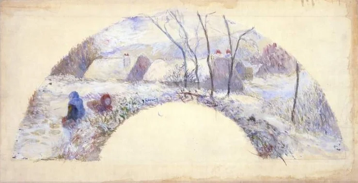 Fan Design: Garden Under Snow, detail
