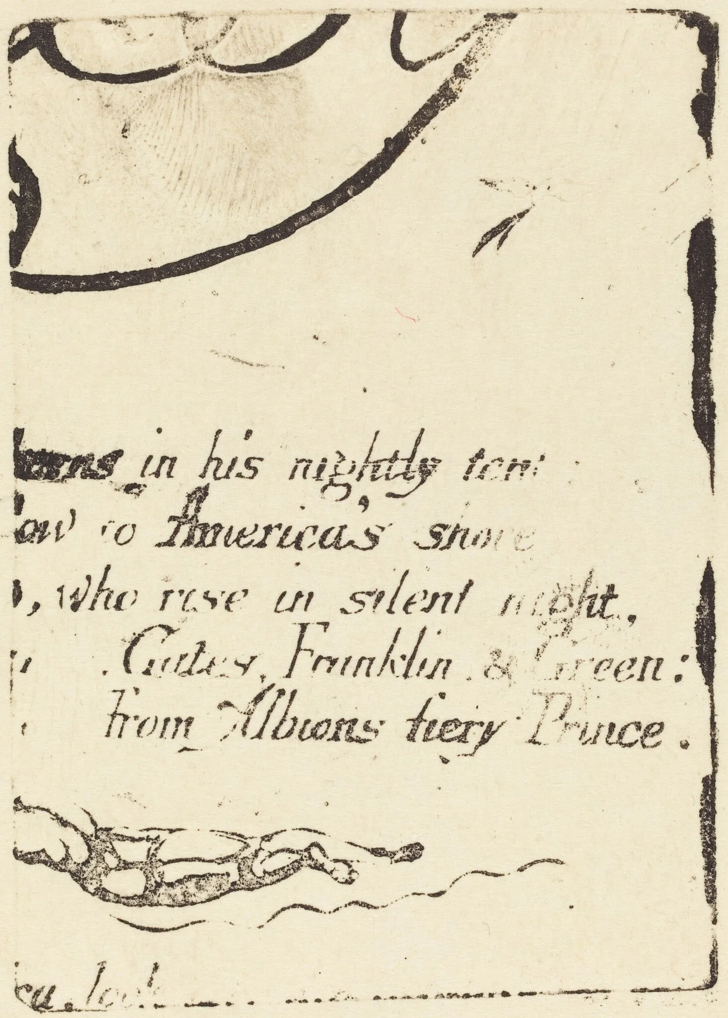 Restrike from fragment of cancelled plate for "A Prophecy", detail