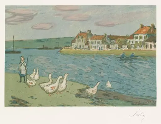 Banks of the River (Les Bords de rivière), by Alfred Sisley, ink, 1897