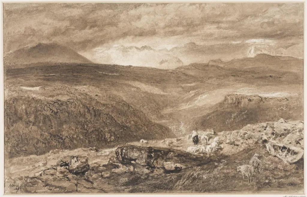 Mountains above Bettws-y-Coed, by Alfred William Hunt, watercolor, 1857