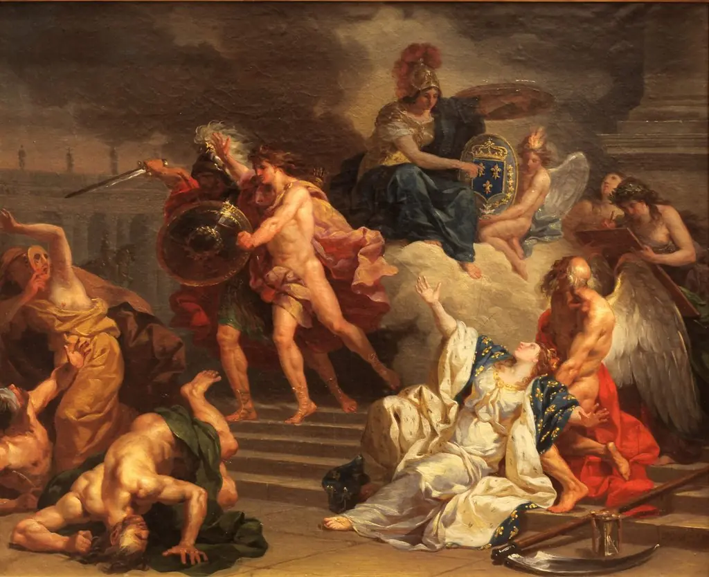 France comforted by Time, by Jean-Charles Nicaise Perrin, oil, 1802