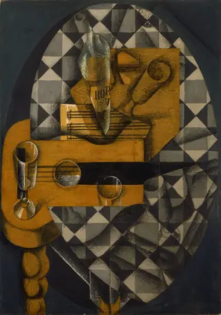 Guitar and Glasses, by Juan Gris, unspecified, 1914